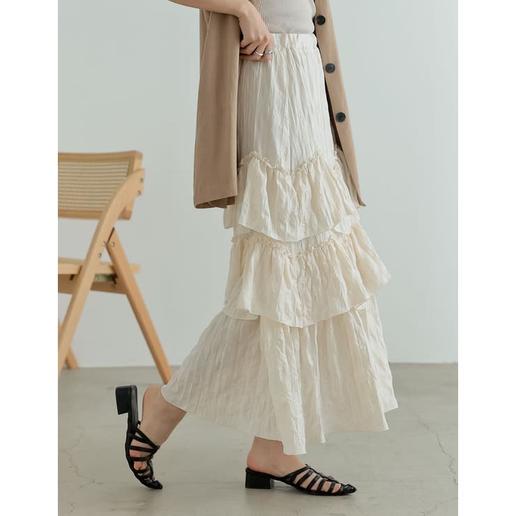 [低身長/高身長サイズ有]ワッシャークロスティアードスカート | Re:EDIT | 詳細画像30 