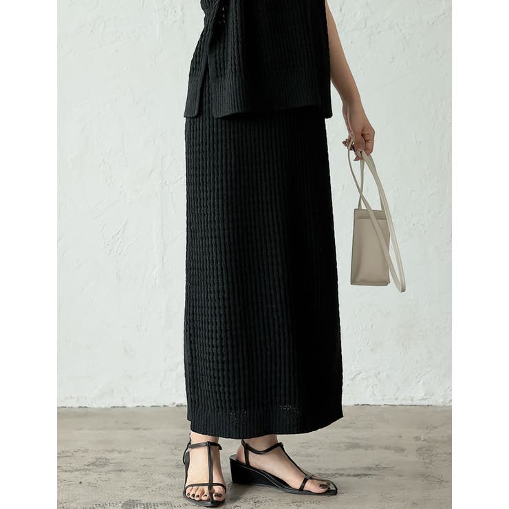 無地orボーダーフィッシュネットニットナロースカート | Re:EDIT | 詳細画像10 