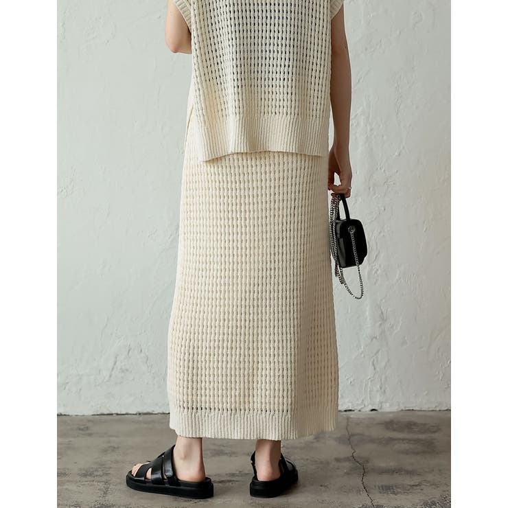 無地orボーダーフィッシュネットニットナロースカート | Re:EDIT | 詳細画像29 