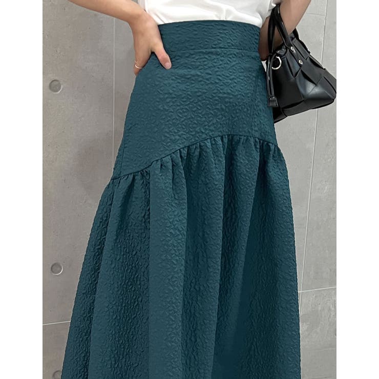 [低身長サイズ有]ふくれジャガードギャザー切り替えフレアスカート | Re:EDIT | 詳細画像17 