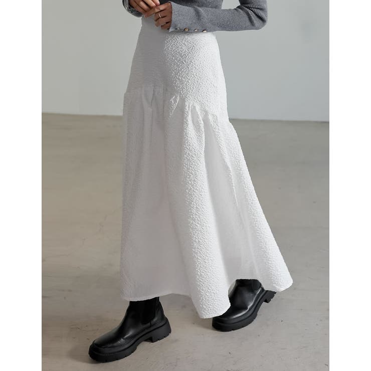 [低身長サイズ有]ふくれジャガードギャザー切り替えフレアスカート | Re:EDIT | 詳細画像27 