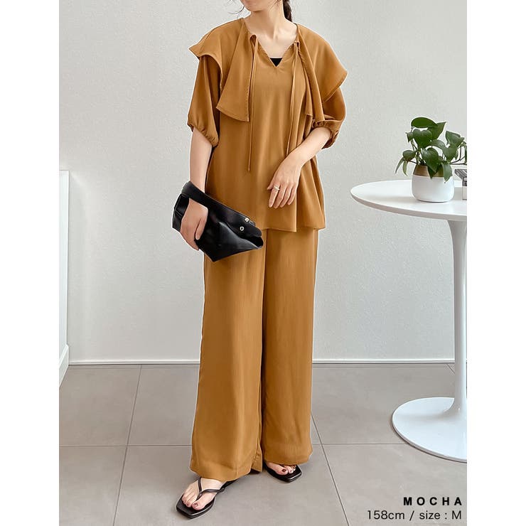 [低身長/高身長サイズ有]楊柳クレープストレートパンツ | Re:EDIT | 詳細画像12 