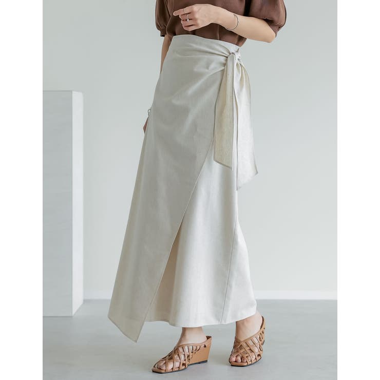 [新色追加][低身長サイズ有]コットンリネンラップ風スカート | Re:EDIT | 詳細画像8 