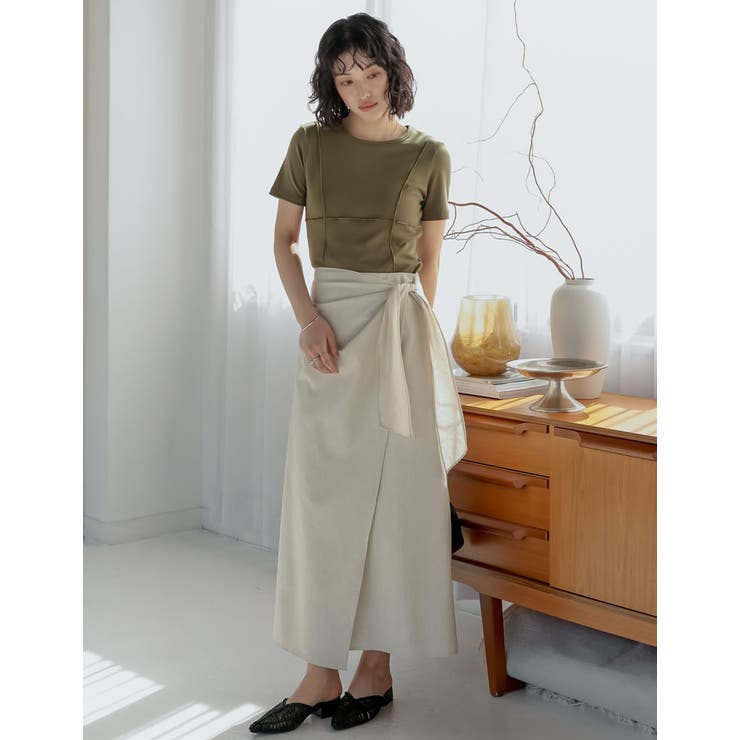 [新色追加][低身長サイズ有]コットンリネンラップ風スカート | Re:EDIT | 詳細画像31 