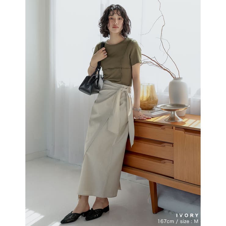 [新色追加][低身長サイズ有]コットンリネンラップ風スカート | Re:EDIT | 詳細画像33 