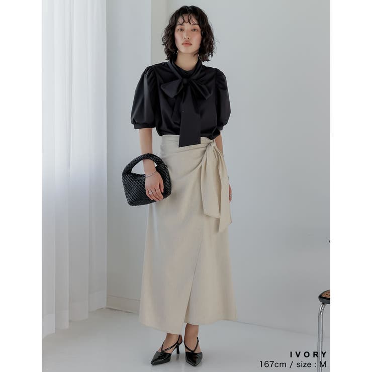 [新色追加][低身長サイズ有]コットンリネンラップ風スカート | Re:EDIT | 詳細画像34 