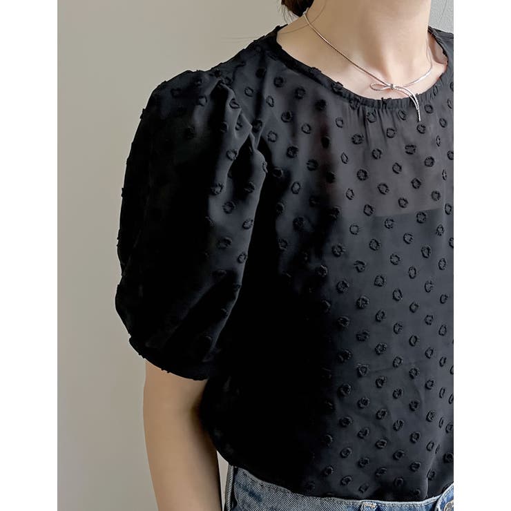 新品】CELFORDドット柄パフスリーブシャツ