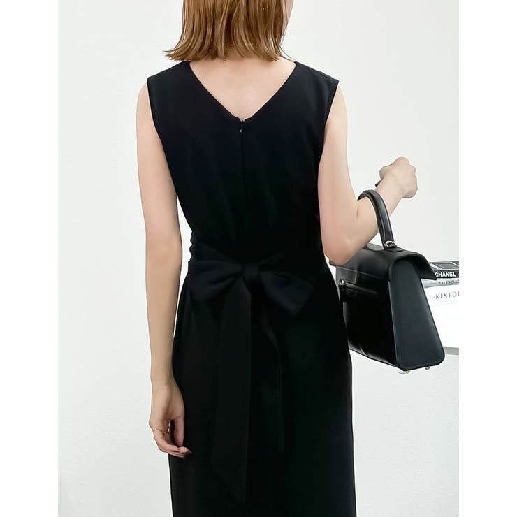 低身長サイズ有]ウエストツイストノースリーブワンピース[品番