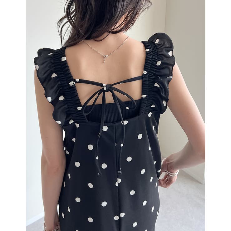 フリルストラップスクエアネックオールインワン[品番：GS000021563