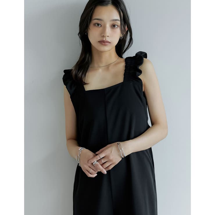 フリルストラップスクエアネックオールインワン[品番：GS000021563