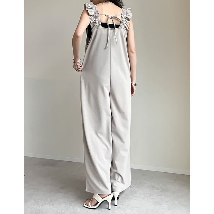 フリルストラップスクエアネックオールインワン[品番：GS000021563