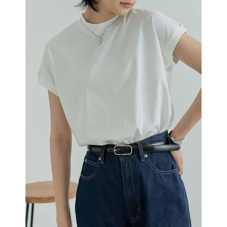 archivio - アルチビオ archivio 36/S ホワイト モックネック フレンチスリーブ アルチビオ archivio 36/S ホワイト モックネック フレンチスリーブ