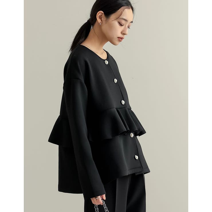 パールモチーフボタンフリルダンボールブルゾン | Re:EDIT | 詳細画像6 