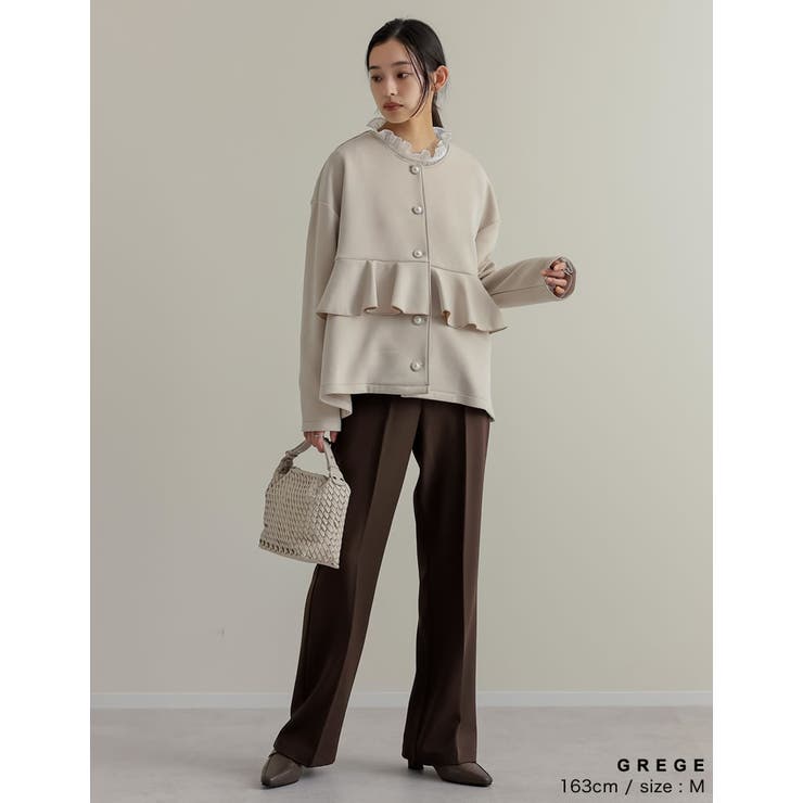 パールモチーフボタンフリルダンボールブルゾン | Re:EDIT | 詳細画像8 