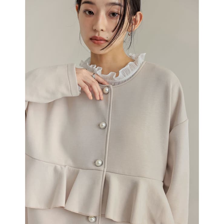 パールモチーフボタンフリルダンボールブルゾン | Re:EDIT | 詳細画像9 