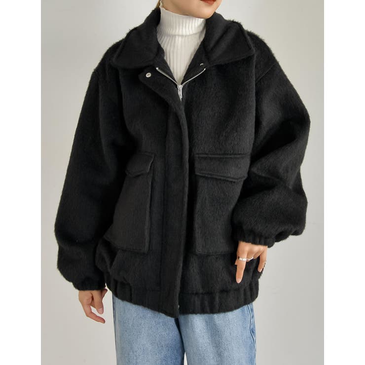 ウール混シャギーオーバーサイズフライトジャケット | Re:EDIT | 詳細画像4 