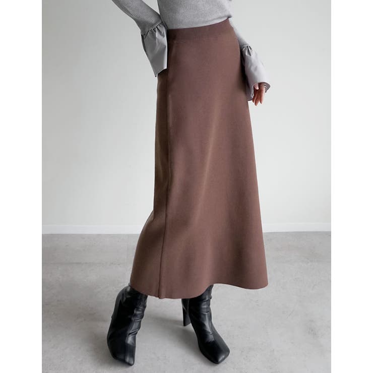 [低身長サイズ有][洗濯機で洗える]ミラノリブナローニットスカート | Re:EDIT | 詳細画像4 