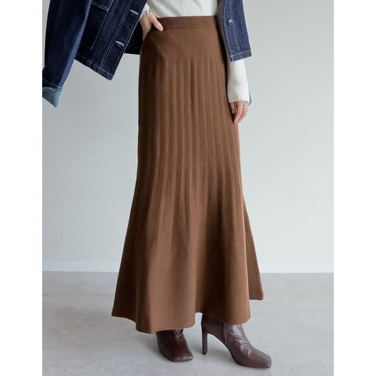 ブラウン(505) | [低身長サイズ有]マーメイドミラノリブニットスカート | Re:EDIT
