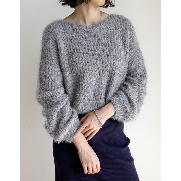 神山まりあさん着用][1枚で主役級]プードルシャギーニットトップス