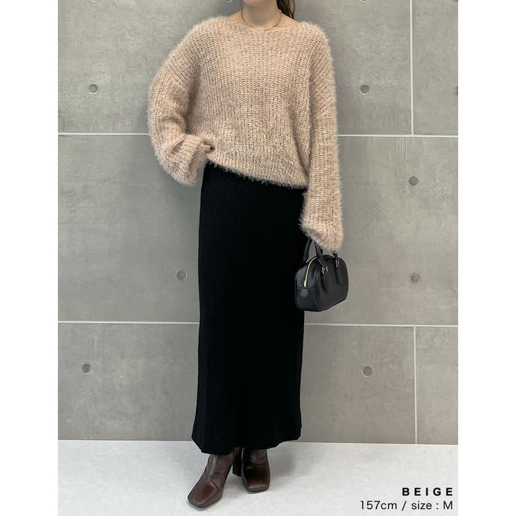 [神山まりあさん着用][1枚で主役級]プードルシャギーニットトップス | Re:EDIT | 詳細画像17 