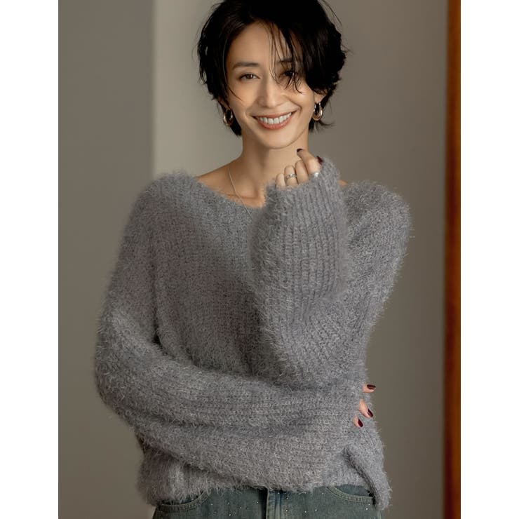 [神山まりあさん着用][1枚で主役級]プードルシャギーニットトップス | Re:EDIT | 詳細画像5 