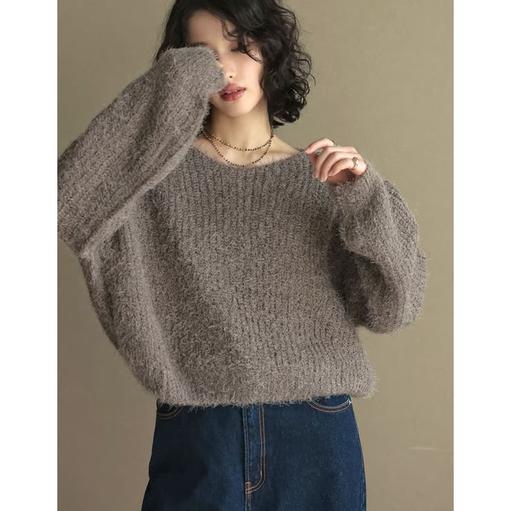 [神山まりあさん着用][1枚で主役級]プードルシャギーニットトップス | Re:EDIT | 詳細画像25 