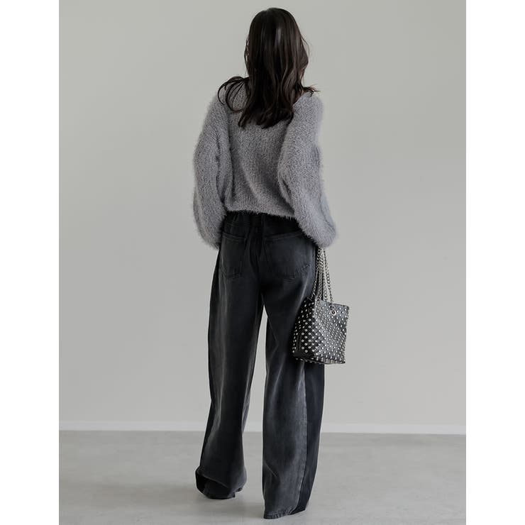 神山まりあさん着用][1枚で主役級]プードルシャギーニットトップス