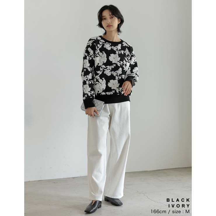 ジャガード編みフラワー柄ニットプルオーバー | Re:EDIT | 詳細画像6 