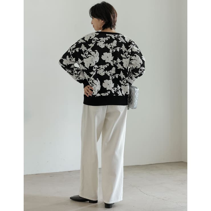 ジャガード編みフラワー柄ニットプルオーバー | Re:EDIT | 詳細画像9 