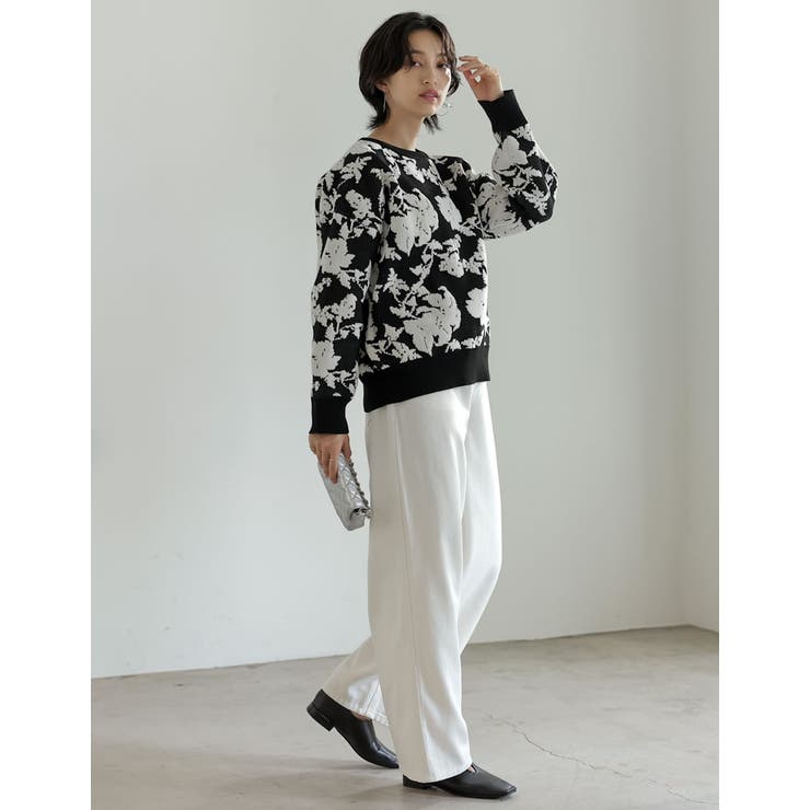 ジャガード編みフラワー柄ニットプルオーバー | Re:EDIT | 詳細画像10 