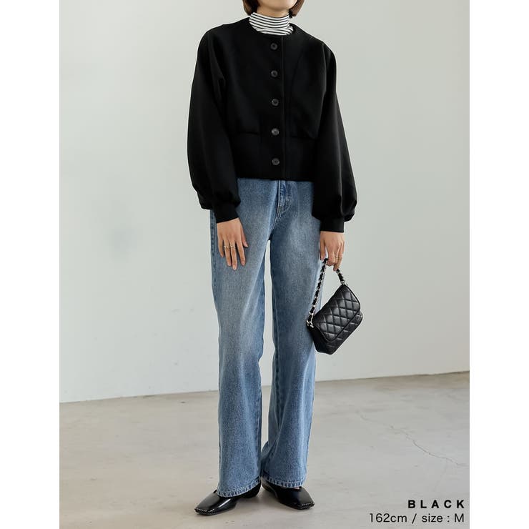 [イージーケア]ライトダンボールラグランVネックショートカーディガン | Re:EDIT | 詳細画像6 