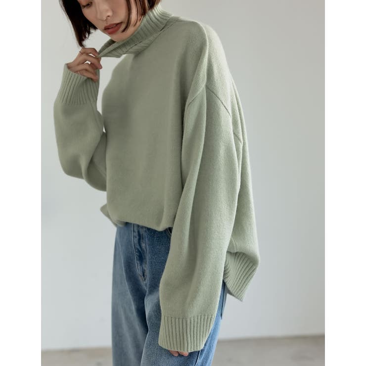 ハイネックアルパカタッチ起毛ニットプルオーバー[品番：GS000021730