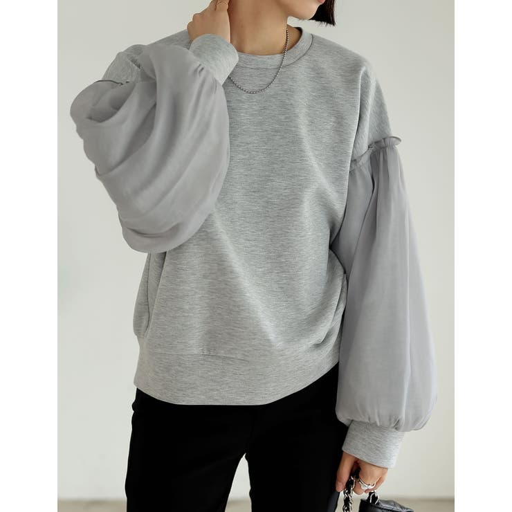 オーガンジーボリューム袖ダンボールオーバーサイズプルオーバー | Re:EDIT | 詳細画像21 