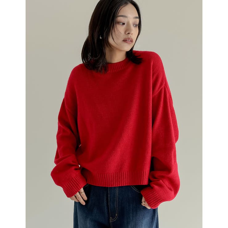 海外限定スパイク販売 累計販売枚数5,700枚突破！]アルパカタッチクロップド丈ニット トップス
