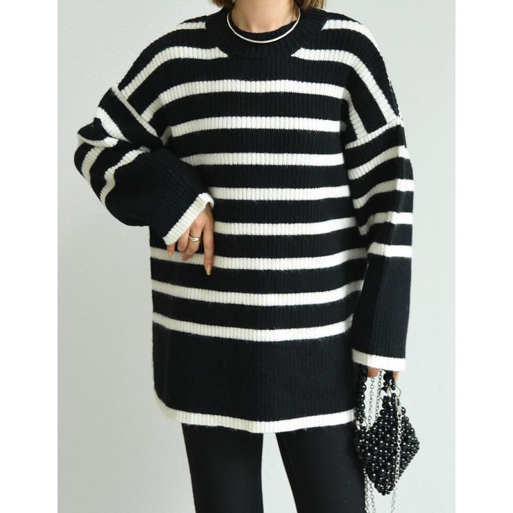 ボーダー配色ニットプルオーバー[品番：GS000021668]｜Re:EDIT