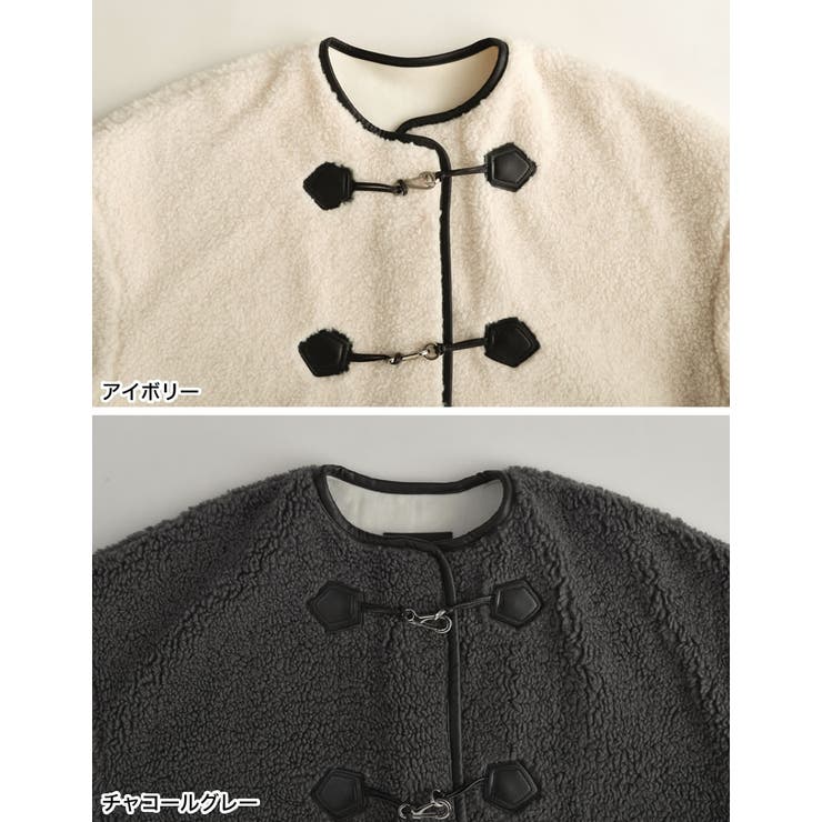 [金子麻貴さん着用][低身長サイズ有]合皮パイピングビットボアブルゾン | Re:EDIT | 詳細画像19 