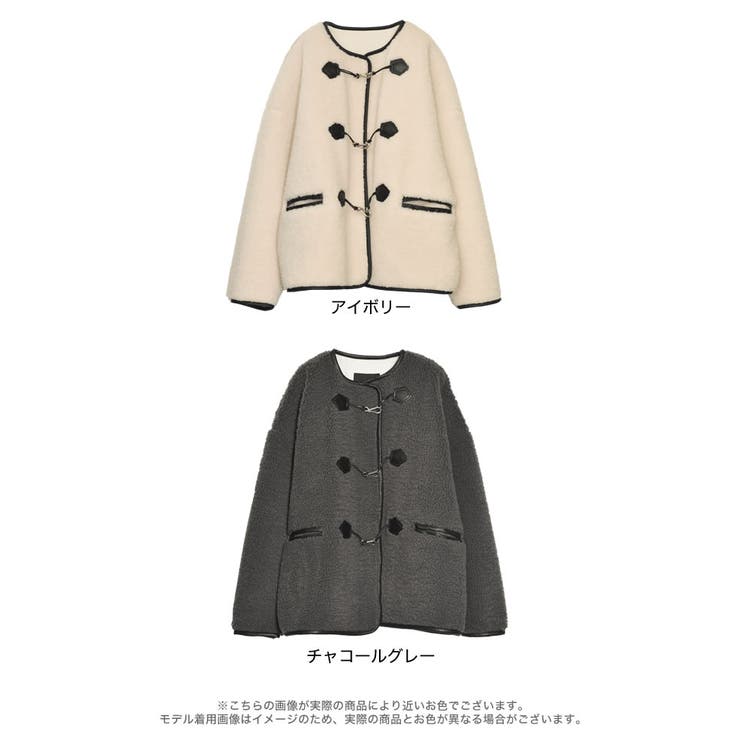 [金子麻貴さん着用][低身長サイズ有]合皮パイピングビットボアブルゾン | Re:EDIT | 詳細画像18 