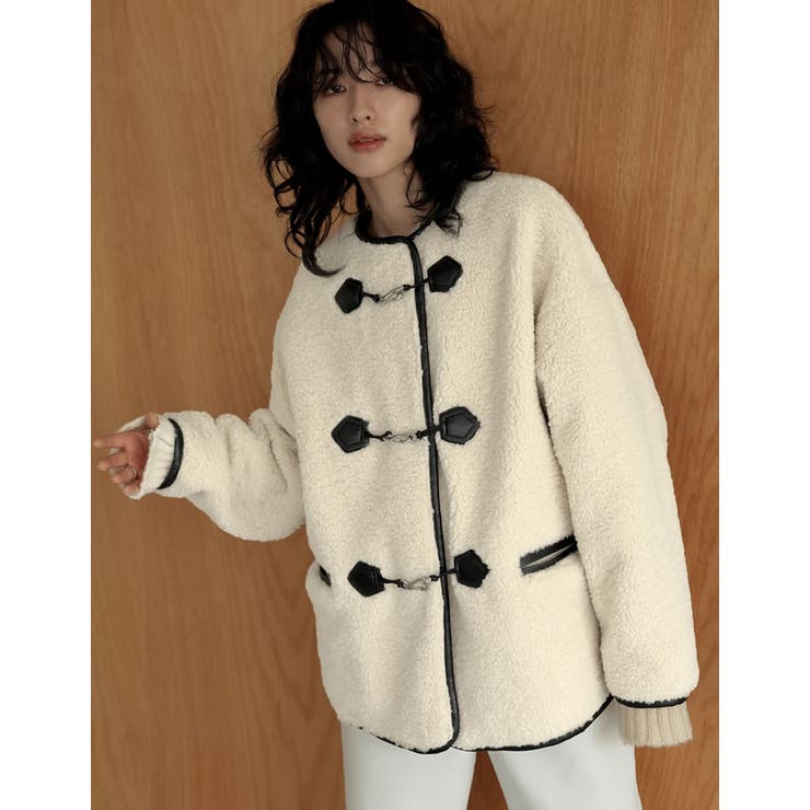 [金子麻貴さん着用][低身長サイズ有]合皮パイピングビットボアブルゾン | Re:EDIT | 詳細画像27 