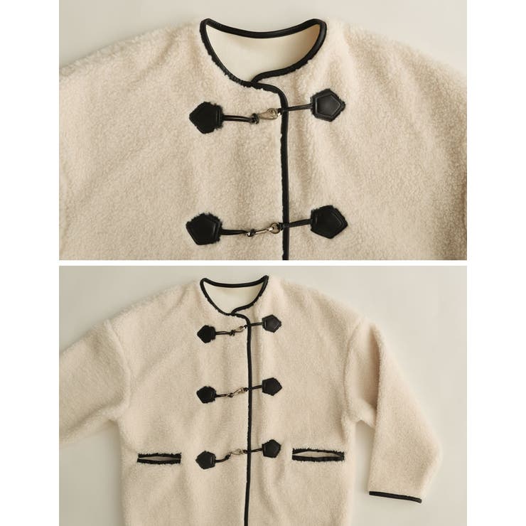 [金子麻貴さん着用][低身長サイズ有]合皮パイピングビットボアブルゾン | Re:EDIT | 詳細画像34 