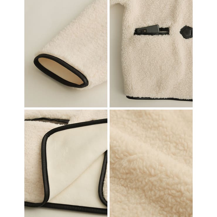 [金子麻貴さん着用][低身長サイズ有]合皮パイピングビットボアブルゾン | Re:EDIT | 詳細画像36 