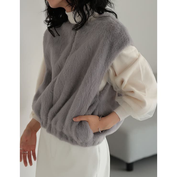 丈が選べるフェイクファーベスト | Re:EDIT | 詳細画像9 