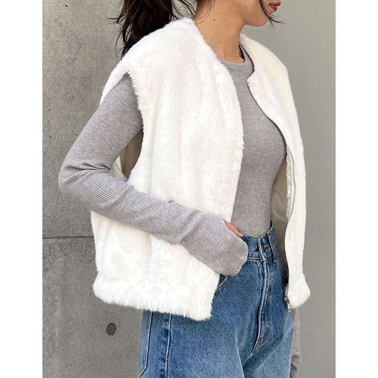 丈が選べるフェイクファーベスト | Re:EDIT | 詳細画像35 