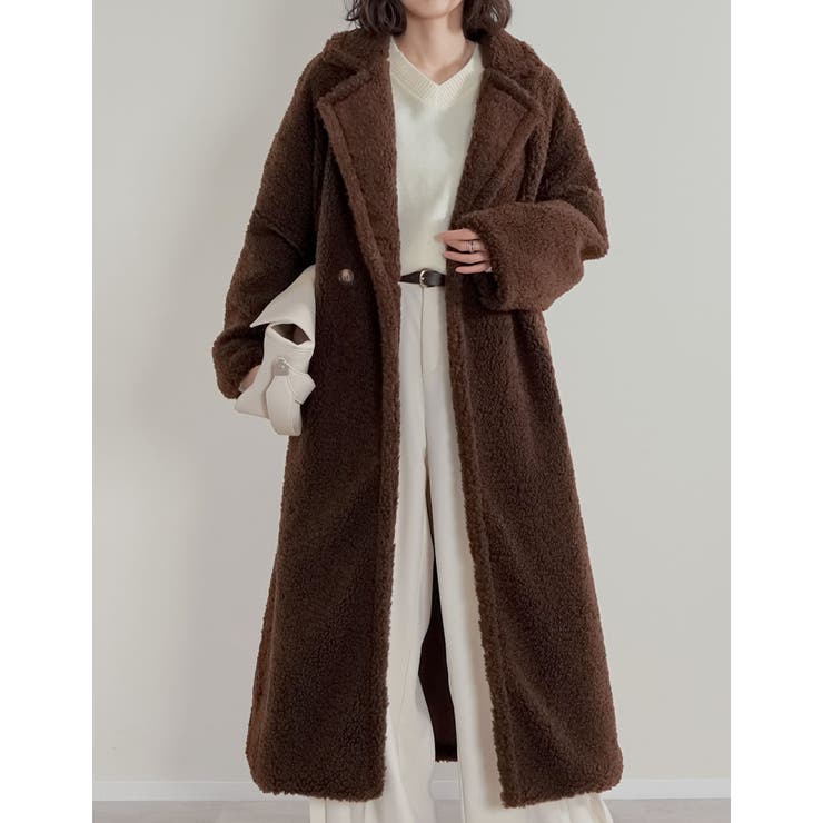 [低身長サイズ有]ボアビッグカラーダブルチェスターコート | Re:EDIT | 詳細画像3 