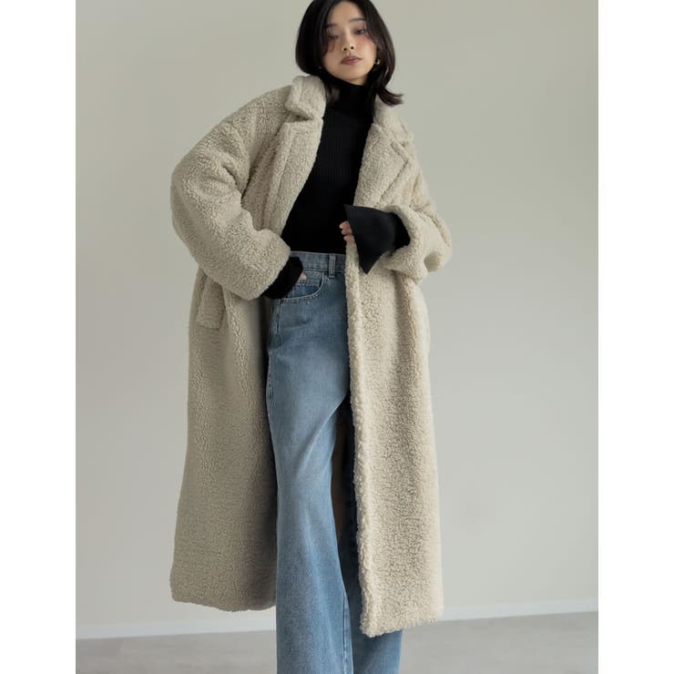 [低身長サイズ有]ボアビッグカラーダブルチェスターコート | Re:EDIT | 詳細画像5 