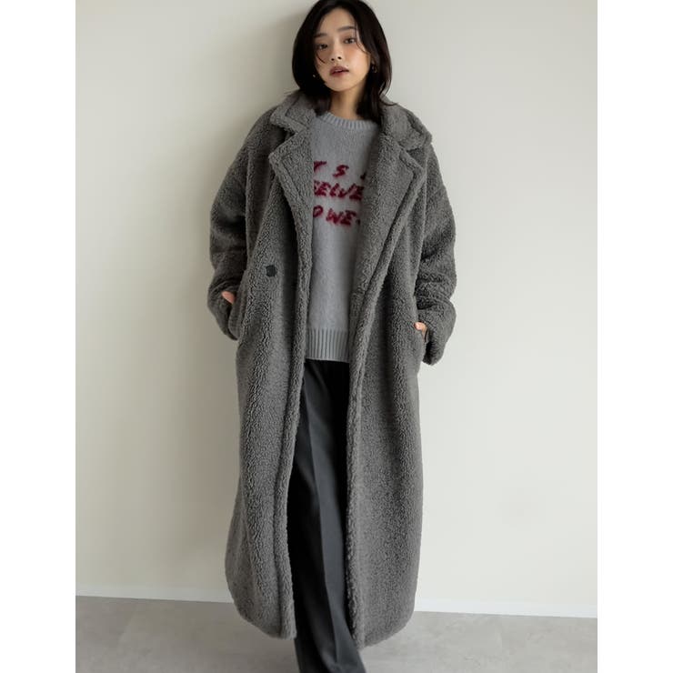 ボアビッグカラーダブルチェスターコート[品番：GS000021789