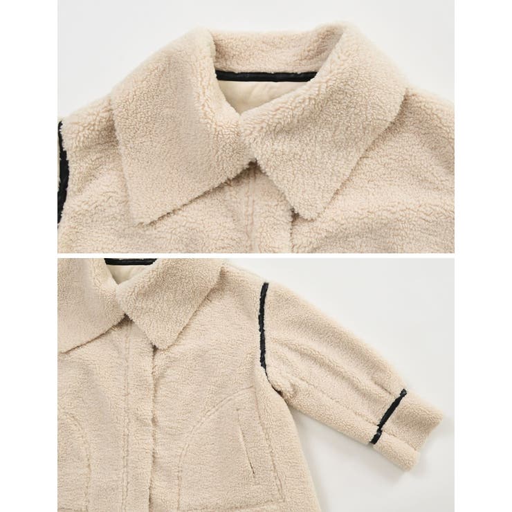 ビッグカラーフェイクレザーパイピングフレアボアコート | Re:EDIT | 詳細画像33 