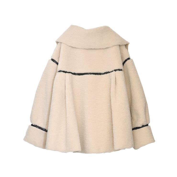 ビッグカラーフェイクレザーパイピングフレアボアコート | Re:EDIT | 詳細画像36 