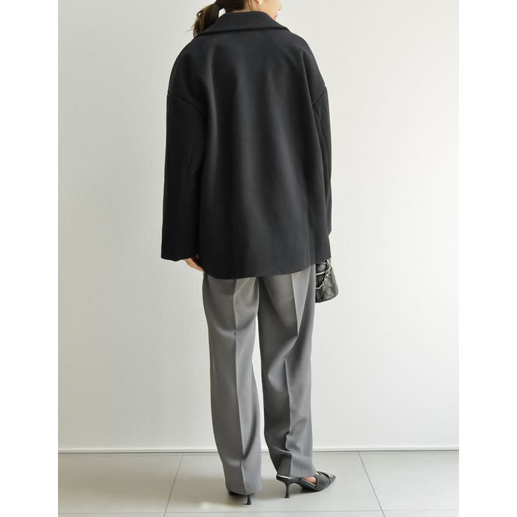 低身長サイズ有]ヘリンボーンor無地ダブルテーラードコート[品番