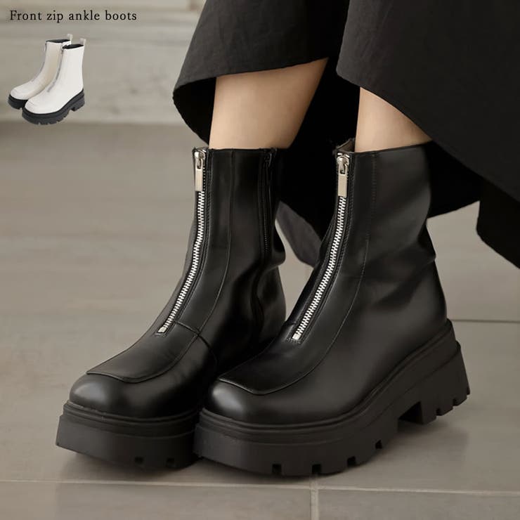 [大きいサイズ有]フロントジップトラックソールブーツ | Re:EDIT | 詳細画像1 