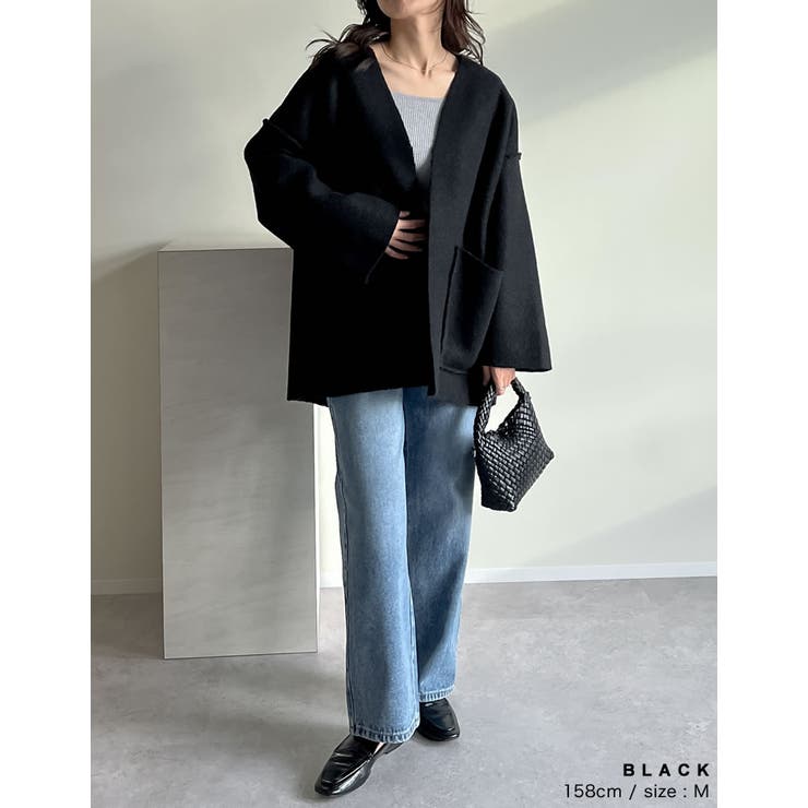 リバーシブルフェイクウールorシープライクボアノーカラーミドルコート | Re:EDIT | 詳細画像11 